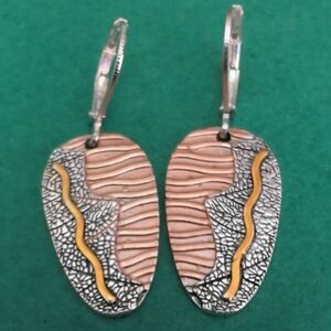 Artistic Silver and Gold Wave Earrings